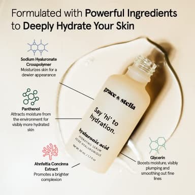 grace & stella Award Winning Hyaluronic Acid Serum (50ml/1.7 fl oz) Hydrating Hyaluronic Acid Serum for Face - Acido Hialuronico for Women - Remove Fine Lines, Wrinkles, Anti Aging - Vegan Skincare - Image 4