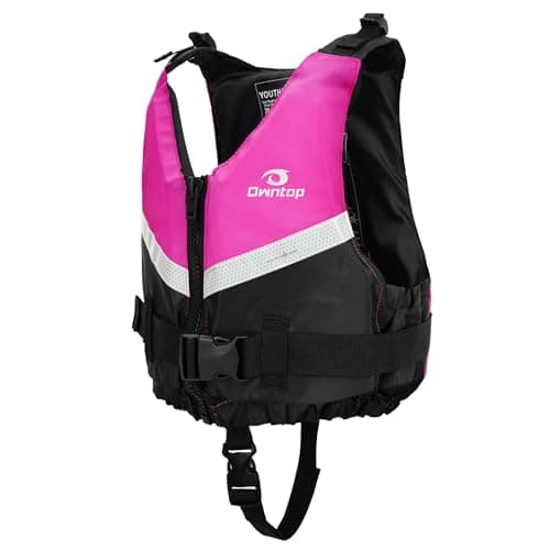 Owntop Swim Vest Adults, Ultra Thin Swim Jacket Mens, Comfortable Crotch Strap Buckles Zipper, Swimming Training, Kayak, Boating, Watersports (Pink, XL/XXL) - Image 1