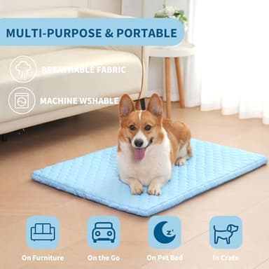 MARUNDA Dog Cooling Mat, No Need to Freeze Or Refrigerate This Cool Pet Pad Cat Mats- Keep Your Pet Cool, Machine Washable. (Blue, Thicken -28 X 20 in) - Image 3