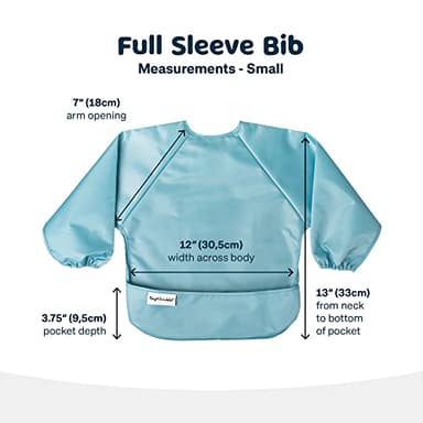 Tiny Twinkle Mess Proof Baby Bibs, 2pk Waterproof Smock Baby Bibs for Eating, Machine Washable Long Sleeve Bibs, Baby Led Weaning, Toddler Bibs, BLW Supplies (Slate Olive, Small 6-24 Months) - Image 7