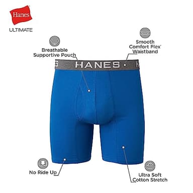 Hanes Ultimate Men's Comfort Flex Fit Boxer Briefs, Ultra Soft Cotton Modal Blend, Red/Blue/Navy-4 Pack, X-Large - Image 5