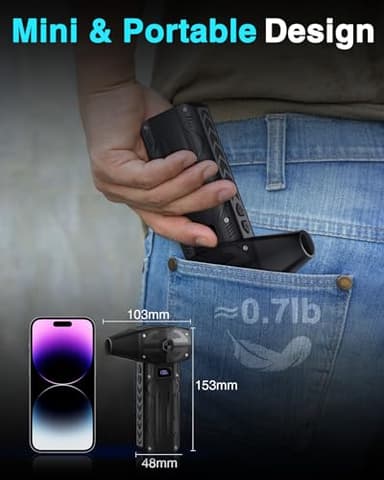 BAOFAON Compressed Air Duster - 4 Gear Adjustable Air Blower,200000RPM Storm Fan Super Powerful Cordless Air Duster with Fast Charging for Computer, Keyboard, Outdoor, Home, and Car - Image 6