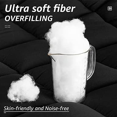 HYLEORY All Season Queen Size Bed Comforter - Cooling Goose Down Alternative Quilted Duvet Insert with Corner Tabs - Winter Warm - Machine Washable - Black - Image 3