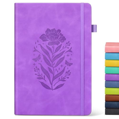 Lined Journal Notebook for Women, A5 200 Pages Hardcover Leather Journals for Writing, Thick Daily Journaling, College Ruled Notebooks for Work School, Note Taking, Business 5.75'' X 8.38'' Purple - Image 1