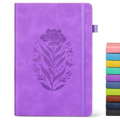 Lined Journal Notebook for Women, A5 200 Pages Hardcover Leather Journals for Writing, Thick Daily Journaling, College Ruled Notebooks for Work School, Note Taking, Business 5.75'' X 8.38'' Purple - Image 1