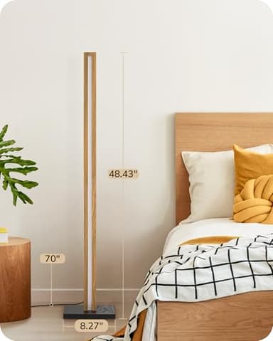 EDISHINE Wood LED Corner Floor Lamp, Modern Dimmable Light with Remote, Minimalist Standing Floor Lamps for Living Room, Bedroom, Office, 7 Color Temperature 2700~6000K, 48.43" - Image 7