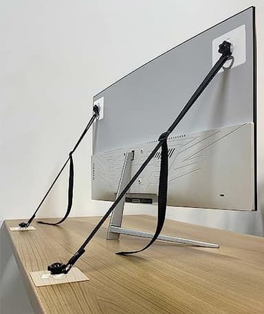 OeckuXIY 2 Pack Adjustable TV Safety Straps, No-Drill Adhesive Anti-Tip Furniture Anchors for Baby Proofing, Flat Screens Fix to Wall,Cabinet,Stand Or Desk, Earthquake Straps - Image 1