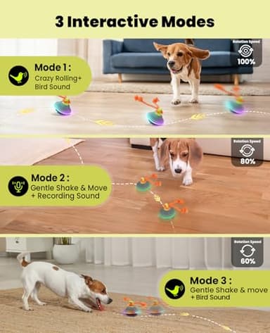 Xeuch Interactive Dog Toys, Automatic Moving and Rolling Dogs Ball with Rope, Motion-Activated Wicked Ball with Voice Recording for Small Medium Pup, Stimulation Toy for Boredom Relief Blue - Image 3