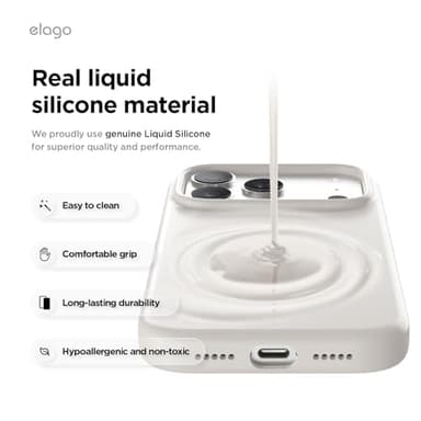 elago for iPhone 17 Pro Case, Premium Magnetic Silicone Case, Compatible with MagSafe, Liquid Silicone Material, Protective Cover, Shockproof, Slim Phone, 6.3 inch (Stone) - Image 6