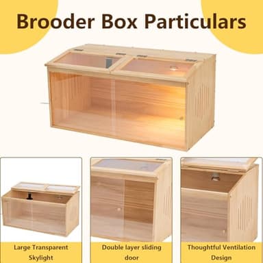 Large Wooden Chicken Brooder Box with Bulb Set and Thermometer - Brooder Box for Chicks Indoor Accommodates Up to 12 Chicks - Ideal for Chickens, Ducks, Quails, Hamsters, and Lizards(32x16x16 Inches) - Image 3