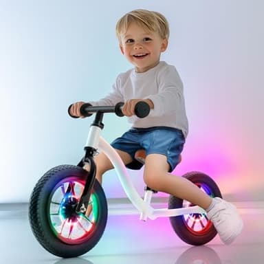 little dove Colorful Lighting Balance Bike 3+ Year Old, No Pedal Bike with Adjustable Handlebar & Seat, Inflatable Tires, Lightweight Toddler Balance Bike, Easy Assembly, Birthday for 3-6 Years - Image 2
