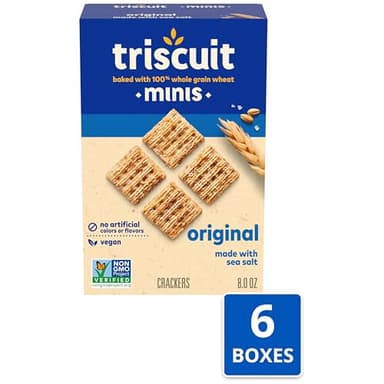 Triscuit Minis Original Whole Grain Wheat Crackers, Vegan Snacks, Bulk Snack Crackers, 6 - 8 oz Boxes - Image 4