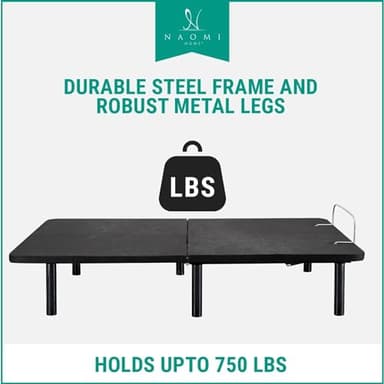Naomi Home Serenity Full Adjustable Bed Base, Zero Gravity, Wireless Remote, USB Ports, 800 lb Capacity, Black Metal Frame, Easy Assembly for Enhanced Comfort and Relaxation - Image 9