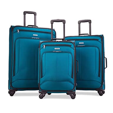 American Tourister Pop Max Softside Luggage with Spinner Wheels, Teal, 3-Piece Set (21/25/29) - Image 1