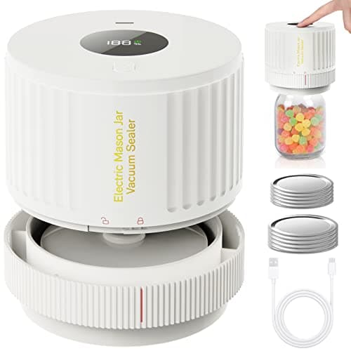 LOVE MOMENT Electric Mason Jar Vacuum Sealer Kit for Wide Mouth and Regular Mouth Mason Jar - White - Image 1