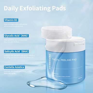 Persbeay Glycolic Acid Pads, Exfoliating Toner Pads for Facial Radiance, Dual Action Gentle Face Pad for Deep Cleaning Effect |Peels & Daily Skin Renewal |Salicylic Acid & Vitamins B3 |70 Count - Image 3
