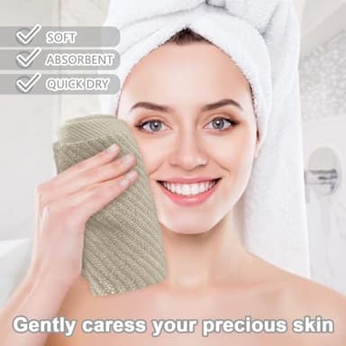 Cotton Washcloths - 6PC 13"x13" | Quick Dry | Soft | Light Weight | Absorbent | Hotel Quality, Luxury Wash Cloths for Body, Hand Towels for Bathroom & Showering, Towel Gift Set, Beige | Tan - Image 4