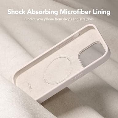 GONEZ for iPhone 14 Pro Case, Compatible with Magsafe, with Screen Protector + Camera Lens Protector, Soft Anti-Scratch Microfiber Lining, Shockproof Liquid Silicone Phone Cover, Stone - Image 7