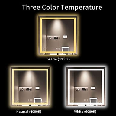 LOAAO 36X36 LED Bathroom Mirror with Lights, Anti-Fog, Dimmable, Backlit + Front Lit, Lighted Bathroom Vanity Mirror for Wall, Memory Function, Tempered Glass, Safe to Use, ETL Listed - Image 4