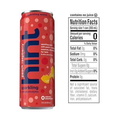 Hint Sparkling Water, Peach Raspberry - Canned Flavored Water Beverages with Electrolytes, Zero Calories, and Sugar Free - 12 Fl Oz Cans (Pack of 12) - Image 2