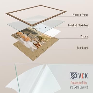 VCK 16x24 Frame 5 Pack - Brown Walnut, Natural Textured Solid Wood Poster Picture Frame, Wall Mounting Hanging - Image 5
