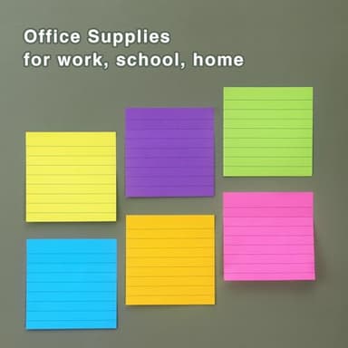 6 Pads Lined Sticky Notes 3x3 Sticky Notes with Lines Self-Stick Note Pads 6 Bright Multi Colors,100 Sheet/Pad - Image 7