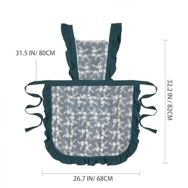 Pinknoke Vintage Pinafore Apron Dress for Women with Pockets Cute Floral Chef Aprons for Kitchen Cooking Baking Gardening (Ocean Blue) - Image 7