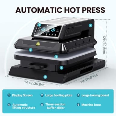 Benazcap Auto Heat Press Machine for T Shirts-Auto-Release 15x15 Heat Press - Rapid Heating, Even Heat Distribution, Ideal for HTV, Sublimation, Heat Transfer Projects - Image 2