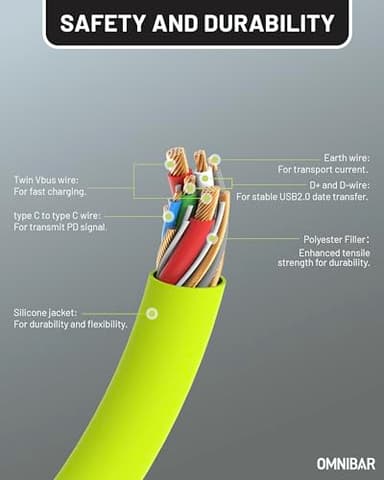 USB C to USB C Cable, 240W USB C Charger Cable Fast Charging for iPhone 16/15 iPad MacBook, Flow Silicone USB Type C Charger Cord for Galaxy S24 Pixel 9 Tablet Laptop JBL Switch GoPro (6FT,Lime Green) - Image 8