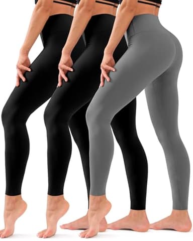 Hmuuo 3 Pack Leggings for Women High Waisted Tummy Control No See-Through Yoga Pants Workout Running Leggings - Image 1