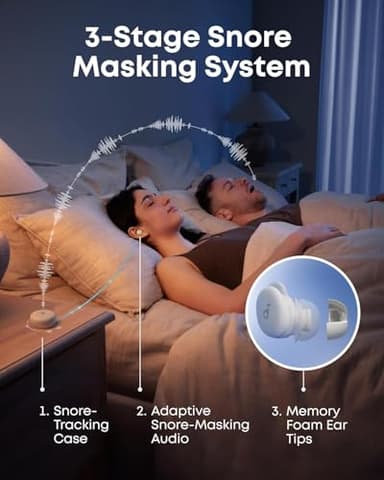 soundcore Sleep A30 by Anker Sleep Earbuds, Smart Active Noise Cancelling Sleep Headphones, Adaptive Snore-Masking System, Ultra-Comfort for Side Sleepers, 45H Playtime - Image 4