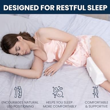 Everlasting Comfort Memory Foam Knee Pillow for Side Sleepers – Sciatica Pain Relief Pillow, Adjustable Strap Support – Leg Pillows for Sleeping Alignment, Knees, Back & Hip Cushion - Image 3