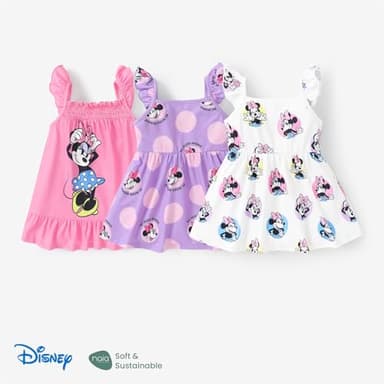 Disney Minnie Mouse Toddler Girl Dress White Character Print Ruffle Sleeve Sundress Birthday Summer Outfits 3-4T - Image 7