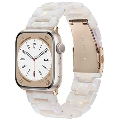 V-MORO Resin Band Compatible with Apple Watch Series 7/8/9/10/11 41mm/40mm/38mm/42mm Fashion Strap for iWatch Series 6/5/4/3/2/1/SE Lightweight Bracelet Wristband Replacement Women(Colorful Ivory White) - Image 1