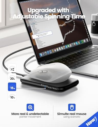 EAXBUX Ultra-Slim Mouse Jiggler,100% Undetectable Mouse Mover Jiggler Device Shaker with Adjustable Spinning Time,Random Movement,Gifts for Keeping PC/Laptop Active & Secure to Improve Work Efficiency - Image 3