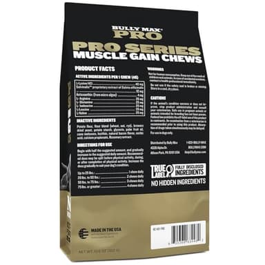 Bully Max 11-in-1 Muscle Gain Power Chews - High Protein Dog Supplement with Amino Acids - Healthy Treats for Puppy & Adult Dogs - Premium Muscle Builder for All Breeds - 75 Tasty Soft Dog Chews - Image 2