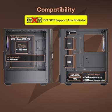 Okinos Oak Wood ATX PC Case, 4 x 120mm 3 Pin Non-PWM Case Fans Pre-Installed, Type-C Port, Tempered Glass Side Panel, Black Mid-Tower Computer Case, Cypress 5 AIR - Image 13
