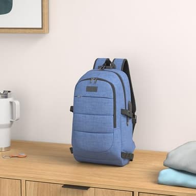 Tzowla Business Laptop Backpack Anti-Theft Backpack with USB Charging Port and Lock 17.3 Inch Computer Backpacks for Women Men, Casual Hiking Travel Daypack (Blue) - Image 2