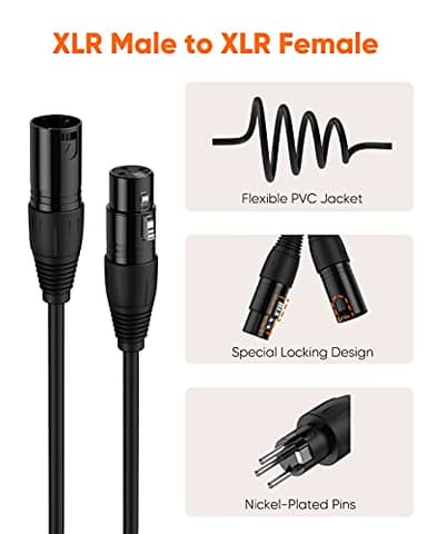 CableCreation XLR Cable, 30FT XLR Male to Female 3PIN Balanced Professional Microphone Cable for Recording Applications,Mixers,Speaker Systems, and Other XLR Audio Equipments.Black - Image 3