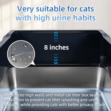 XXXL Extra Large Stainless Steel Litter Box, 28" L x 20" W x 14" H Super Large Stainless Steel Litter Box, Suitable for Large Cats and Multiple Cats, Non-Sticky, Anti-Leakage, Easy to Clean - Image 5