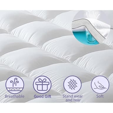 Memory Foam Mattress Topper Queen – 2inch, Pressure-Relieving Bed Topper with Secure Strap Design for Back Pain, Soft and Supportive, Shredded Memory Foam - Image 3