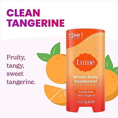 Lume Whole Body Deodorant - Invisible Cream Tube Mini + Solid Stick Bundle - 72 Hour Odor Control - Aluminum & Baking Soda Free, Skin Loving (Clean Tangerine) - Image 3