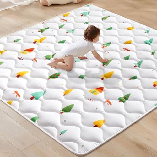Odorless Premium Foam Baby Play Mat 50" x 50", Soft Microfiber Fabric Crawling Mat for Floor- Comfortable and Hypoallergenic, Non-Slip Cushioned Floor Playpen mat for Infants,Babies,Toddlers - Image 1