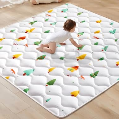 Odorless Premium Foam Baby Play Mat 50" x 50", Soft Microfiber Fabric Crawling Mat for Floor- Comfortable and Hypoallergenic, Non-Slip Cushioned Floor Playpen mat for Infants,Babies,Toddlers - Image 1