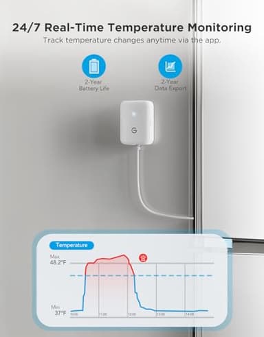 GoveeLife WiFi Refrigerator Thermometer with Alarm, Wireless Digital Freezer Temperature Gauge with App Control, 2 Years Free Data Export, for Home Kitchen Fridge Hot Tub(Only Support 2.4G Wi-Fi) - Image 5