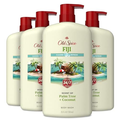 Old Spice Body Wash for Men, 24/7 Shower Fresh with Lasting Scent, Cleanse & Refresh, Gentle on Skin, Vitamin B3, Fiji with Palm Tree + Coconut Scent, 25 oz (Pack of 4) - Image 1