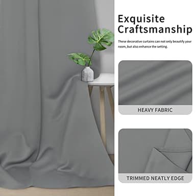 Easy-Going Blackout Curtains for Bedroom, Solid Thermal Insulated Grommet and Noise Reduction Window Drapes, Room Darkening Curtains for Living Room, 2 Panels (42x95 in, Light Gray) - Image 5