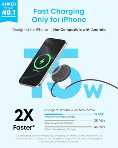 Anker Zolo Magnetic Wireless Charger, 2-Pack Qi2 Certified 15W MagSafe-Compatible Wireless Charging Pad, for iPhone 17/16/15/14/13 Series, AirPods, and More (Not for Pixel, Adapter Not Included) - Image 2