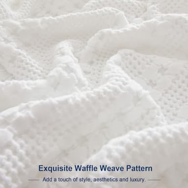 PHF 100% Cotton Waffle Weave Euro Sham Covers, 2 Pack 26" x 26" Bed Pillow Covers for Elegant Home Decor, No Filling, Luxury Aesthetic Soft Euro Pillow Cases for Bed, White - Image 6