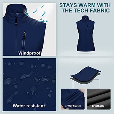 33,000ft Women's Lightweight Running Vest Outerwear with Pockets, Windproof Sleeveless Jacket for Golf Hiking Travel - Image 3